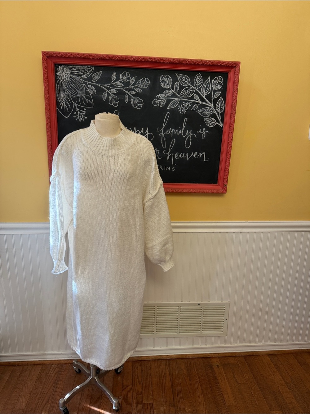 Amazon Cream Knit Turtleneck Sweater Dress